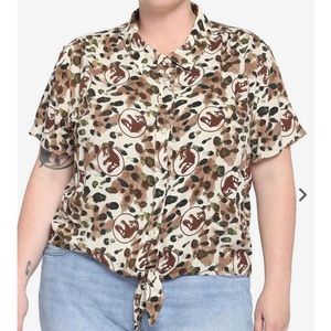 Jurassic Park World Her Universe Camouflage Women’s Plus Size Tie Front Top New